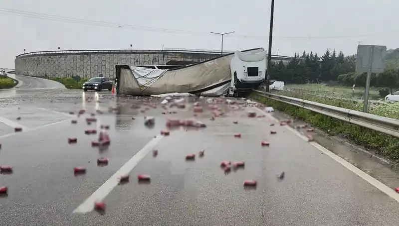 Türkiye’deki TIR Kazasında Yüzlerce Şişe İçki Yola Saçıldı